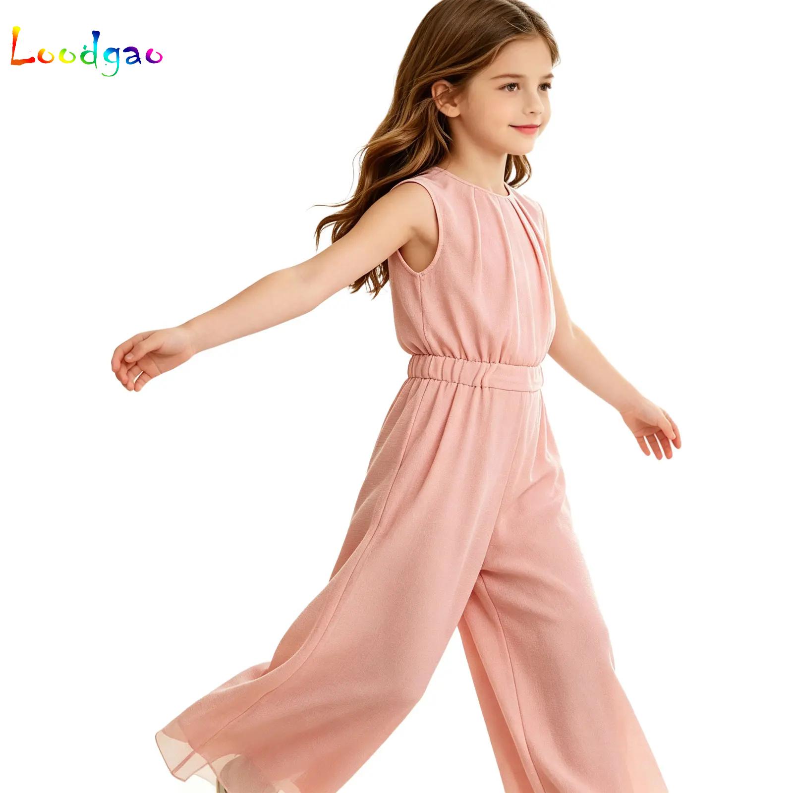Kids Outdoor Jumpsuit - Girls' Casual Shimmery Mesh Jumpsuit Sleeveless