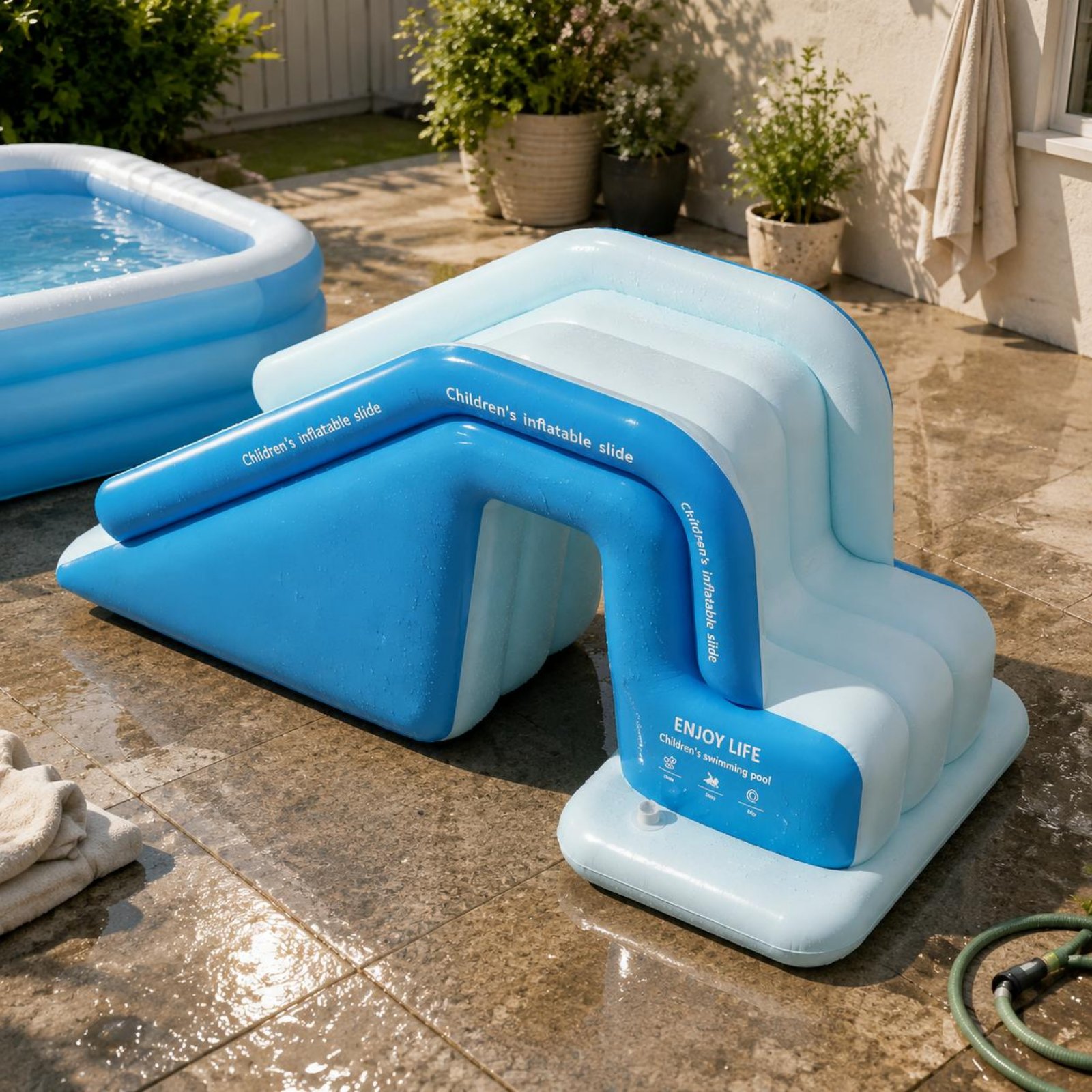 Kids Outdoor Water Park - Inflatable Pool Slide Foldable Inflatable Water