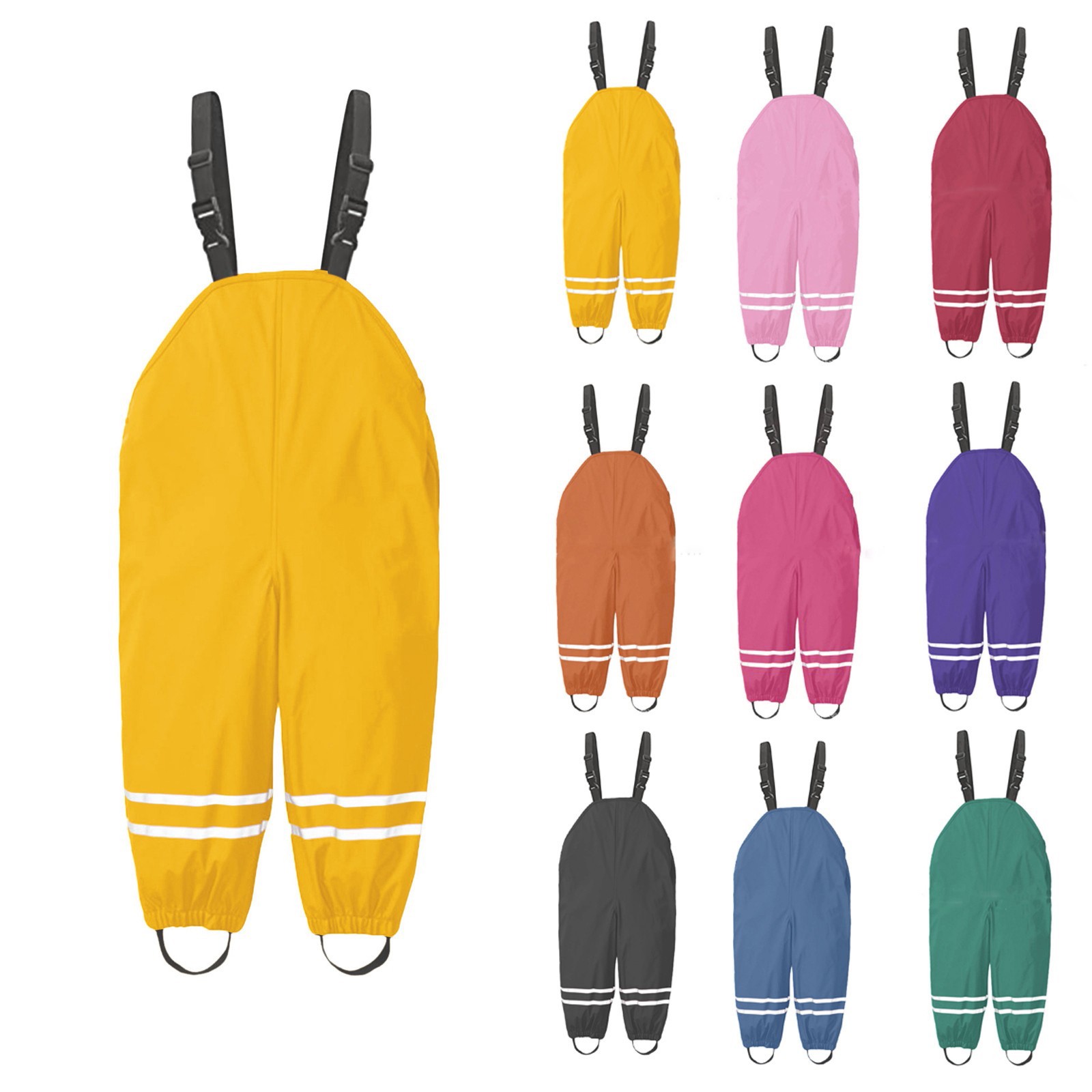 Kids Outdoor Jumpsuit - 1-8Y Rain Pants Toddler Kids Rain