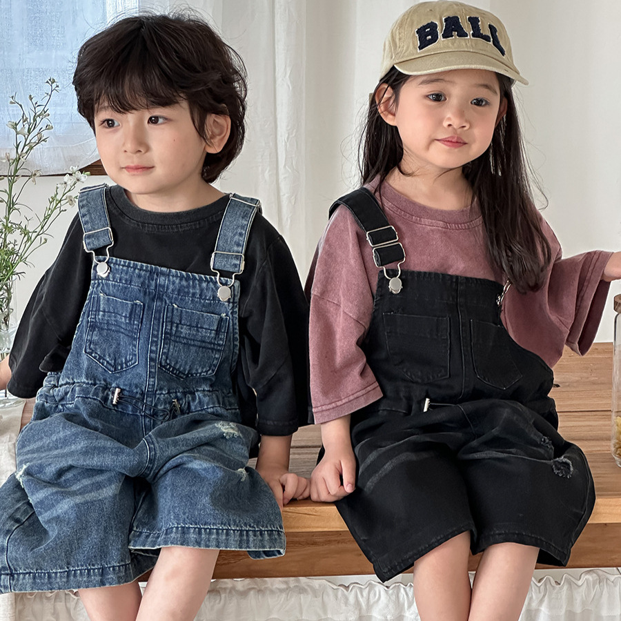 Kids Outdoor Jumpsuit - 2026 Summer Unisex Kids Denim Bib