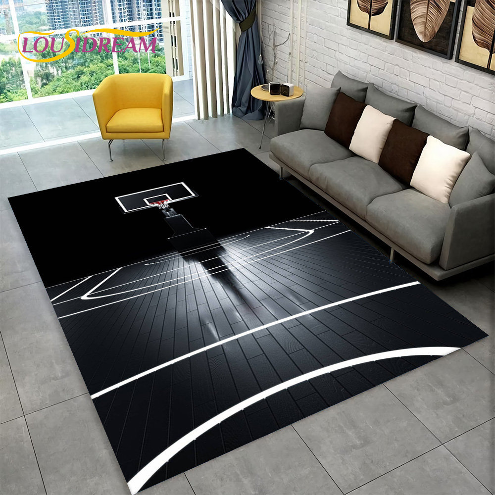 Kids Outdoor Mat Waterproof - 3D Basketball Cour Cartoon Area Rug