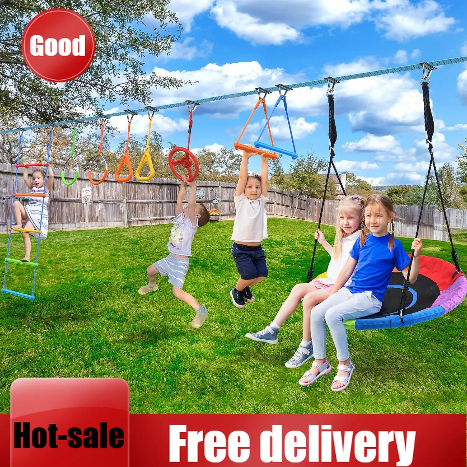 Kids Outdoor Ninja Set - Activity priceHapfan 50 FT Ninja Warrior