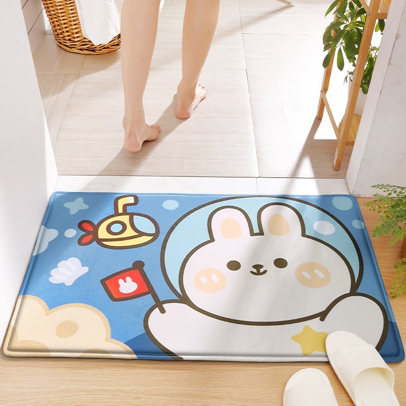 Kids Outdoor Mat Waterproof - Rabbit Welcome Mat for Front Door