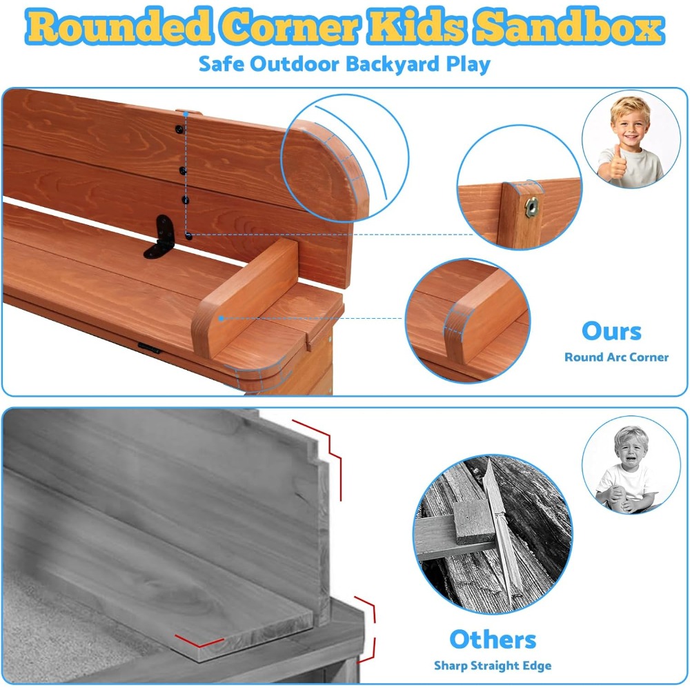 US Shipping Wooden Kids Sandbo - đánh giá và giá Kids Outdoor Sandbox