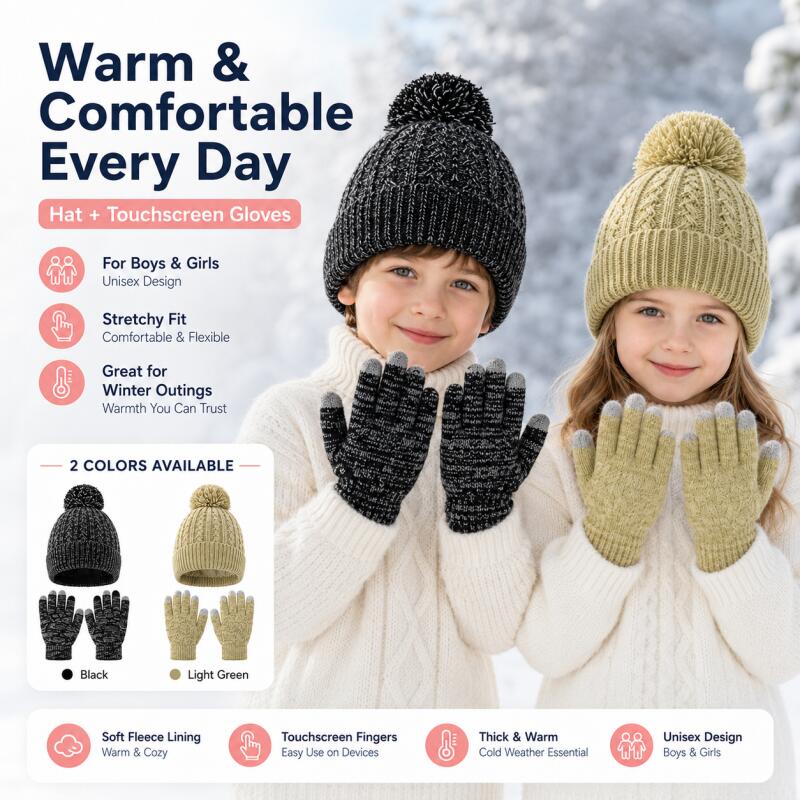 Kids Winter Knit Hat Touchscre - đánh giá và giá Kids Outdoor Gloves