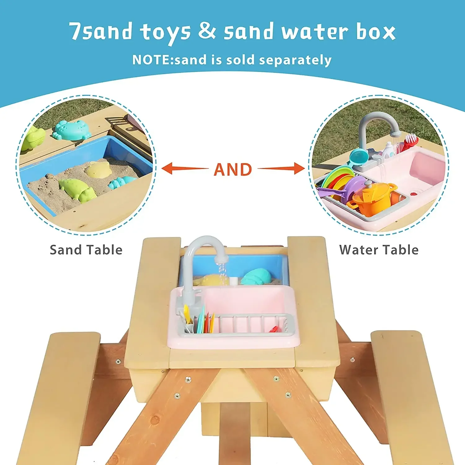 #Kids Picnic Table Outdoor Pat - đánh giá và giá Kids Outdoor Wooden Playset