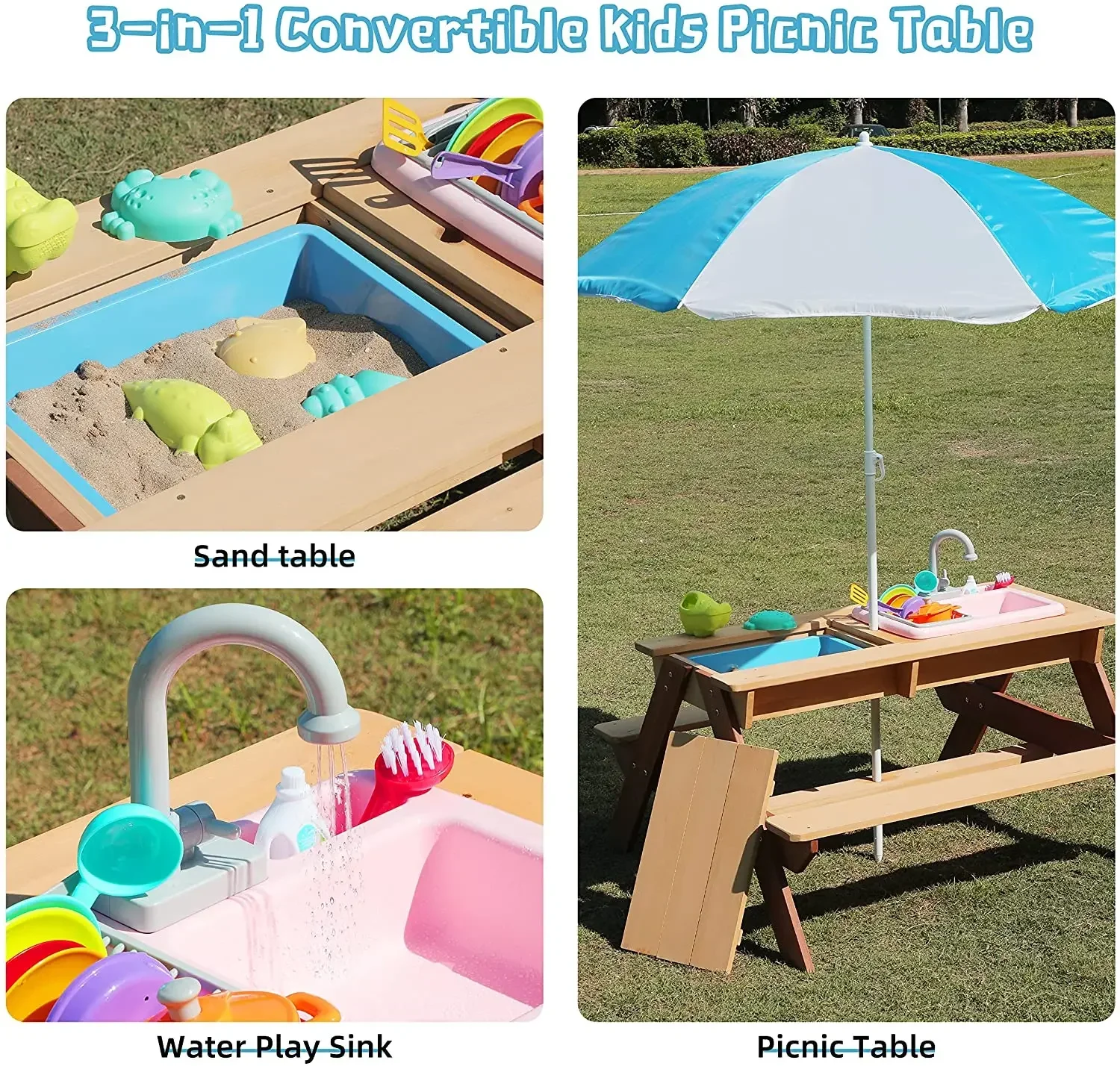 #Kids Picnic Table Outdoor Pat - đánh giá và giá Kids Outdoor Wooden Playset