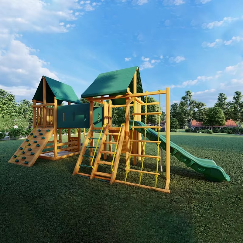 Large Wooden Tower Amusement P - đánh giá và giá Kids Outdoor Wooden Playset