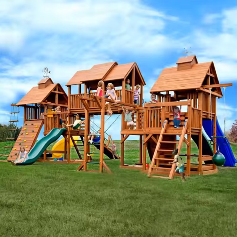 Large Wooden Tower Amusement P - đánh giá và giá Kids Outdoor Wooden Playset