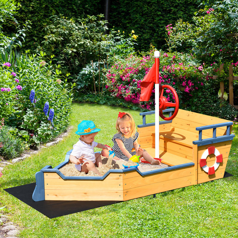 Kids Pirate Boat Wooden Sandbo - đánh giá và giá Kids Outdoor Wooden Playset