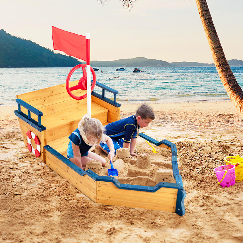 Kids Pirate Boat Wooden Sandbo - đánh giá và giá Kids Outdoor Wooden Playset