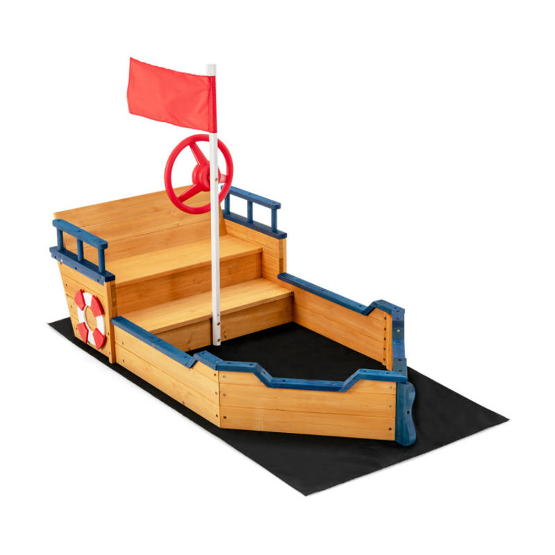 Kids Pirate Boat Wooden Sandbo - đánh giá và giá Kids Outdoor Wooden Playset