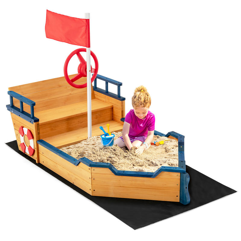 Kids Pirate Boat Wooden Sandbo - đánh giá và giá Kids Outdoor Wooden Playset