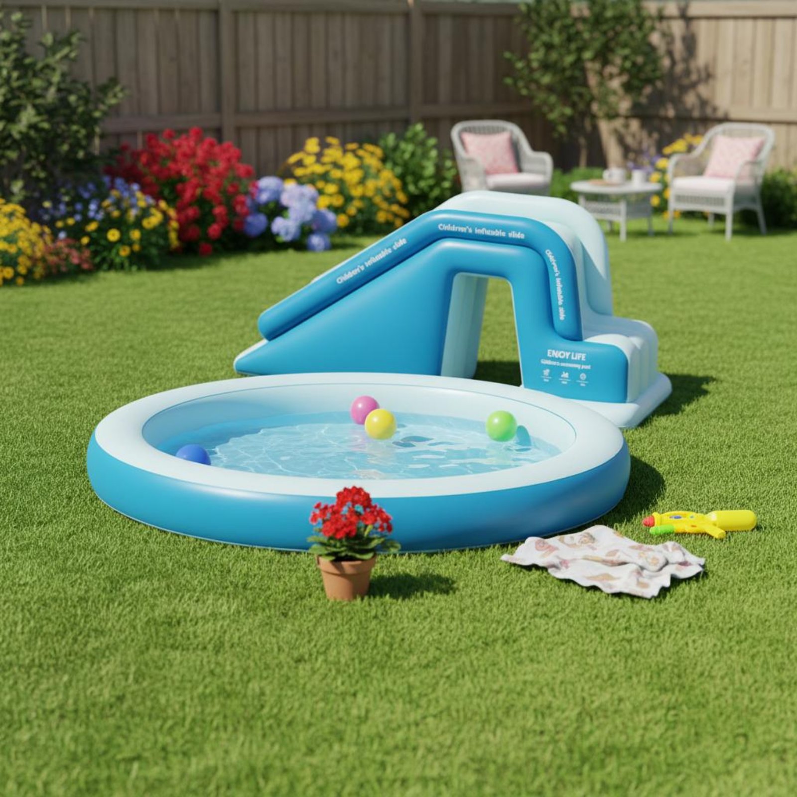 Inflatable Pool Slide Foldable - đánh giá và giá Kids Outdoor Water Park