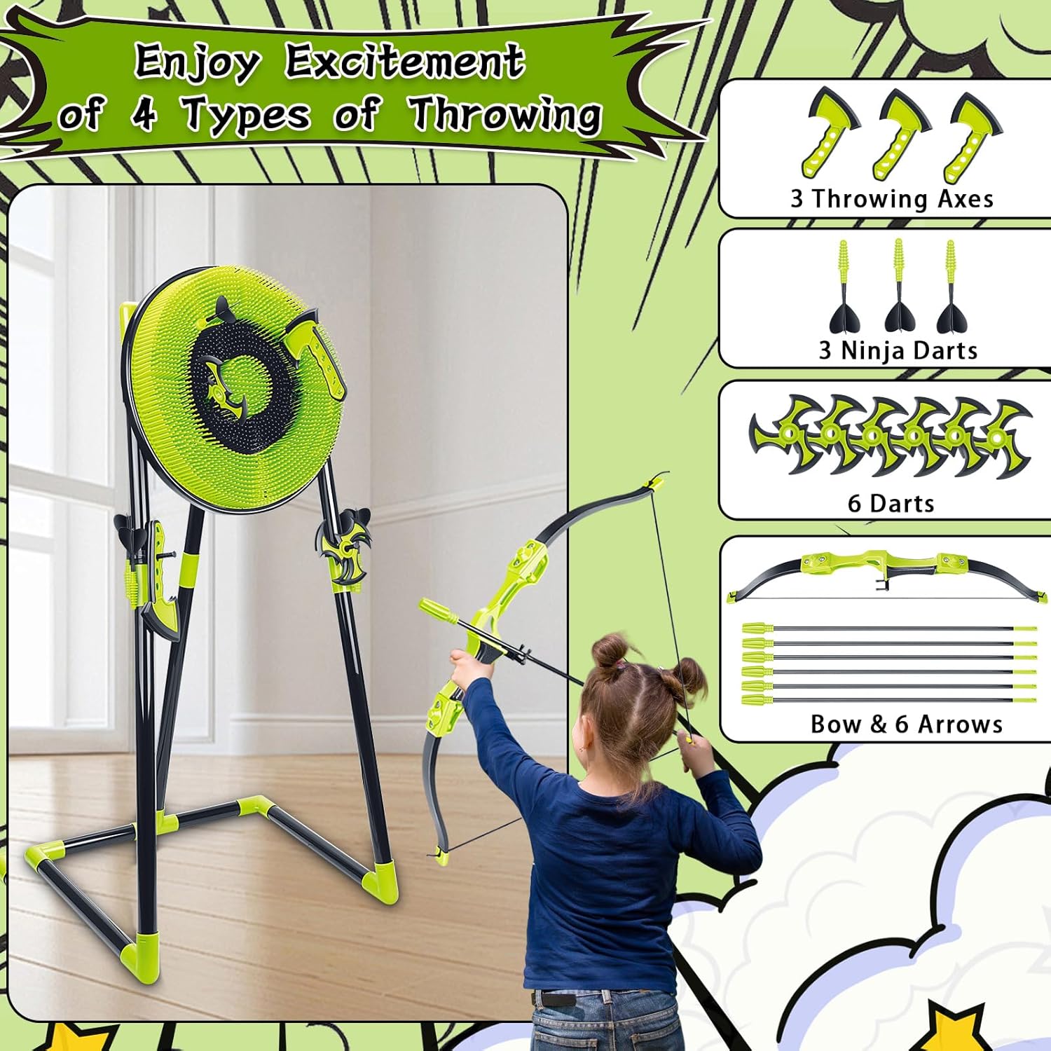 4 in 1 Axe Throwing Target Set - đánh giá và giá Kids Outdoor Ninja Set