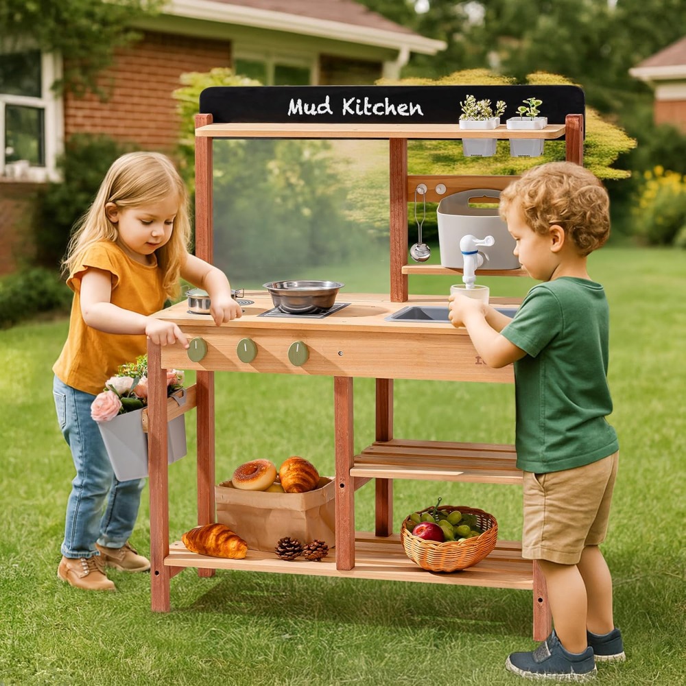 US Shipping Wooden Mud Kitchen - đánh giá và giá Kids Outdoor Wooden Playset