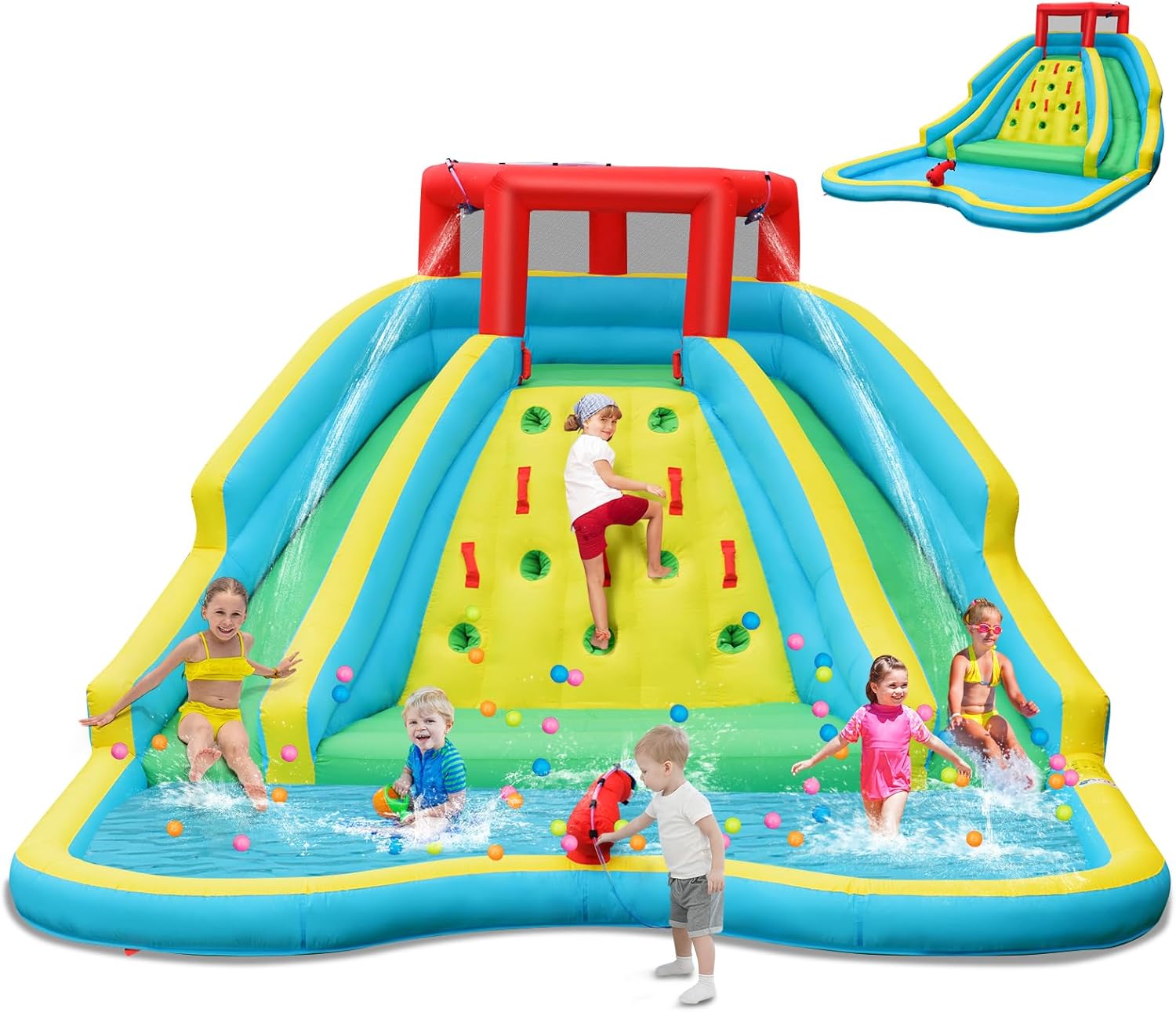 Giant Inflatable Water Slide f - đánh giá và giá Kids Outdoor Climbing Wall