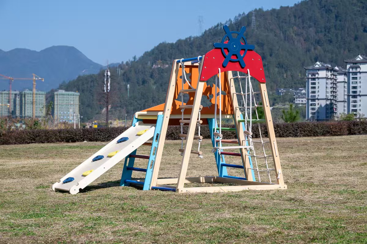 Large Solid Wood Climbing Fram - đánh giá và giá Kids Outdoor Wooden Playset