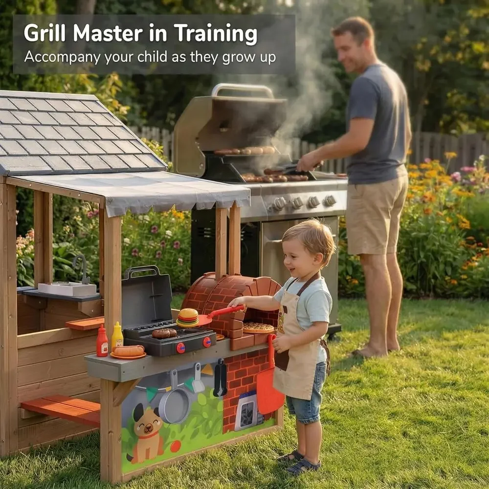 Kids Outdoor Wooden Playhouse, - đánh giá và giá Kids Outdoor Wooden Playset
