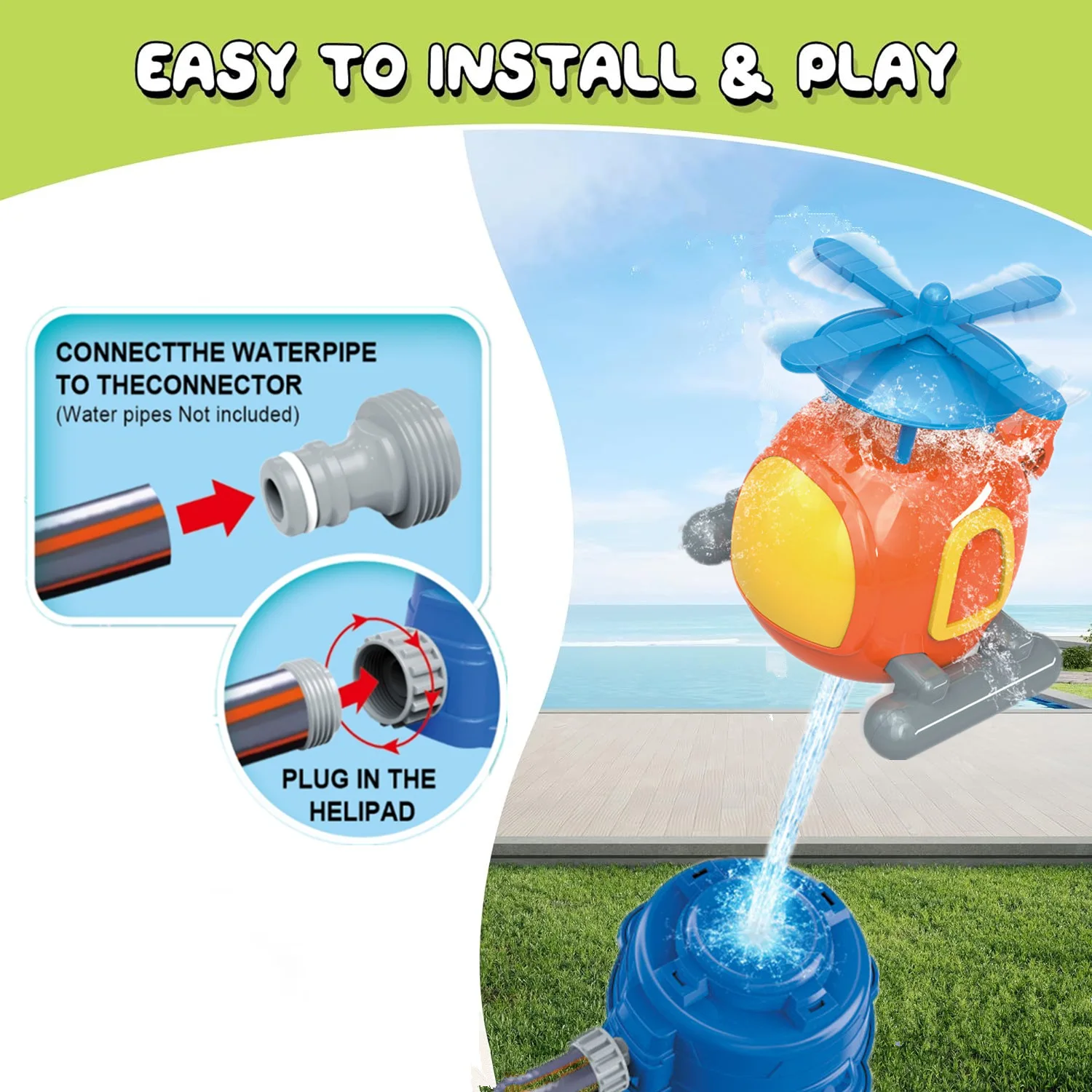 Helicopter Sprinkler Water Toy - đánh giá và giá Kids Outdoor Yard Tools